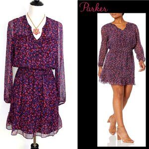 New Parker Atticus Silk Long Sleeve Smocked Waist Romantic Fairy Dress Sz S